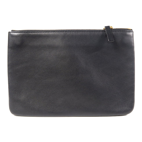 CELINE GHW Trio Shoulder Bag Calfskin Leather Black