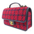 CHANEL CC GHW 2 Way Bag Leather/Tweed Red/Navy