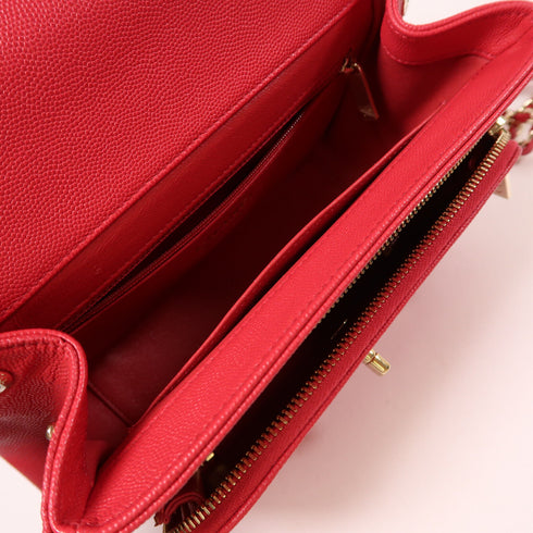 CHANEL CC GHW Business Affinity 2 Way Chain Shoulder Bag Calfskin Leather