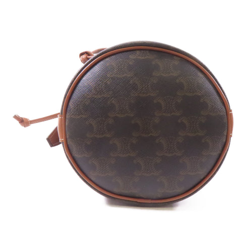 CELINE GHW Drawstring Bag Shoulder Crossbody Bag PVC Coated Canvas Brown