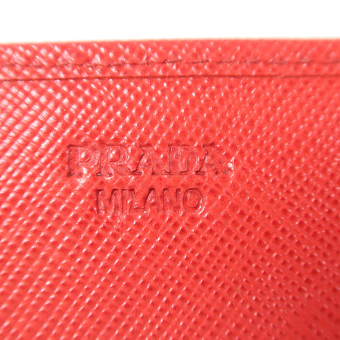 PRADA GHW Long Wallet 1M1132 Calfskin Leather Red