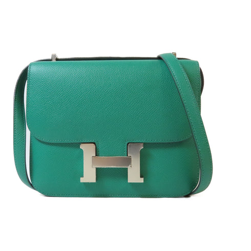 HERMES PHW Constance 24 Shoulder Bag H056347CK Epsom Leather Vert Jade Green