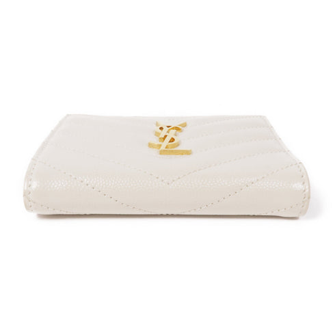 SAINT LAURENT YSL GHW Wallet 575879 Calfskin Leather White