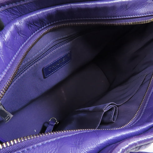 CHANEL CC GHW SHW Gabrielle Chain Shoulder Bag Calfskin Leather Purple