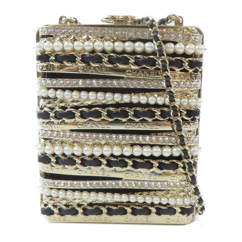 CHANEL Quilted CC GHW Evening Bag Shoulder Bag AS3528 Calfskin Metal PVC Black