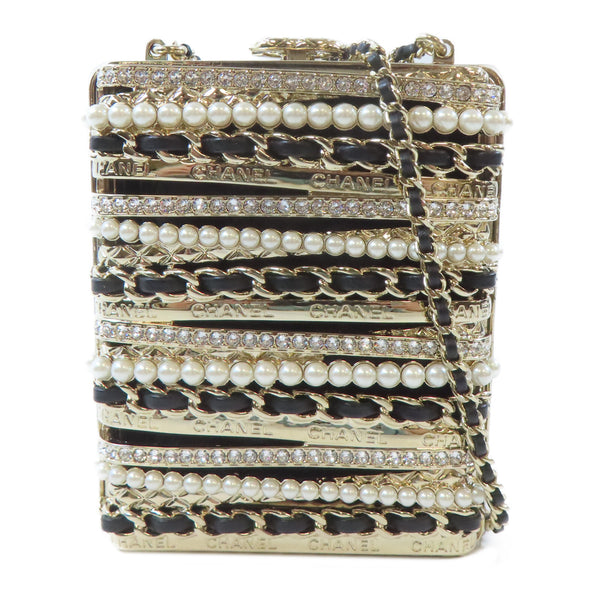 CHANEL Quilted CC GHW Evening Bag Shoulder Bag AS3528 Calfskin Metal PVC Black