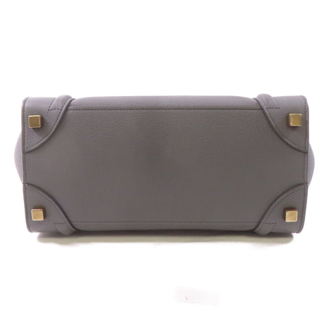 CELINE GHW 2 Way Shoulder Bag Calfskin Leather Grey