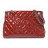 CHANEL Quilted CC SHW Chain Shoulder Bag Patent Leather Red v1
