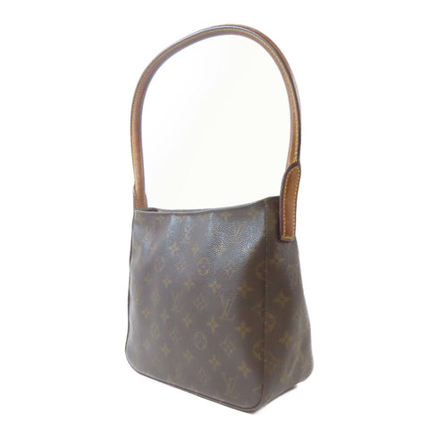 LOUIS VUITTON LV GHW Looping MM Shoulder Handbag M51146 Monogram Brown