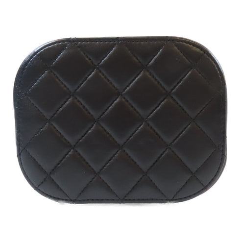 CHANEL Quilted CC GHW Crystal Mania Vanity Case 2way Bag Lambskin Leather Black