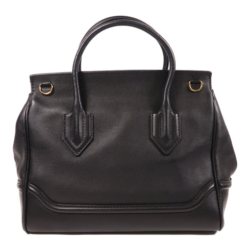 VERSACE GHW 2 Way Shoulder Bag Handbag Calfskin Leather Black