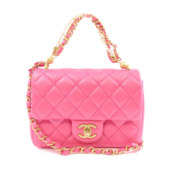 CHANEL Quilted CC GHW Mini Flap Chain Shoulder Bag AS4385 Lambskin Leather Pink