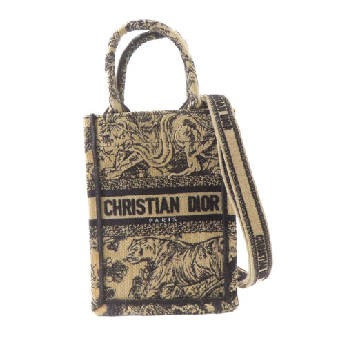 CHRISTIAN DIOR CD GHW Mini Vertical Dior Book Tote 2 Way Shoulder Canvas Beige