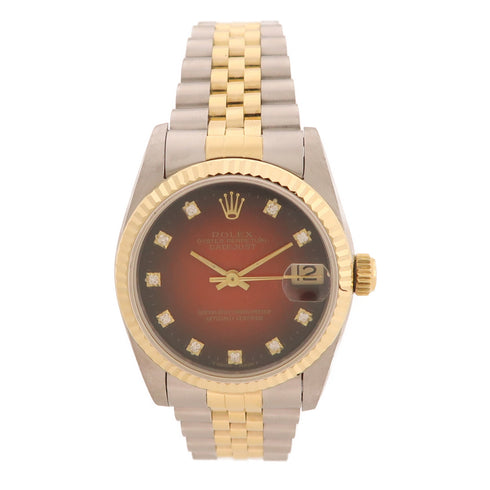 ROLEX Datejust Automatic Watch 68273 18K Yellow Gold/Stainless Steel Red