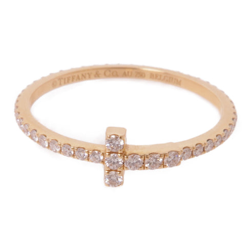 TIFFANY&CO T Ring Diamond Ring 18K Rose Gold US#6.5