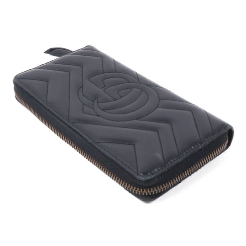 GUCCI GG Marmont GHW Zipped Long Wallet 443123 Calfskin Leather