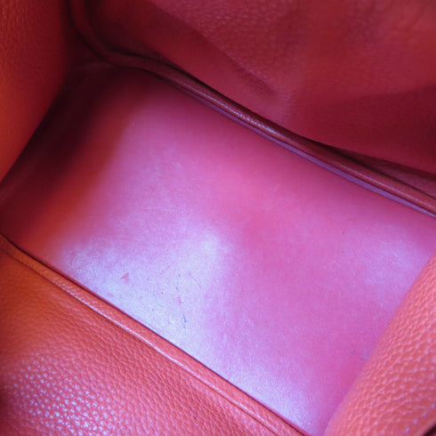 HERMES PHW Lindy 30 Shoulder Handbag Taurillon Clemence Leather Orange Poppy