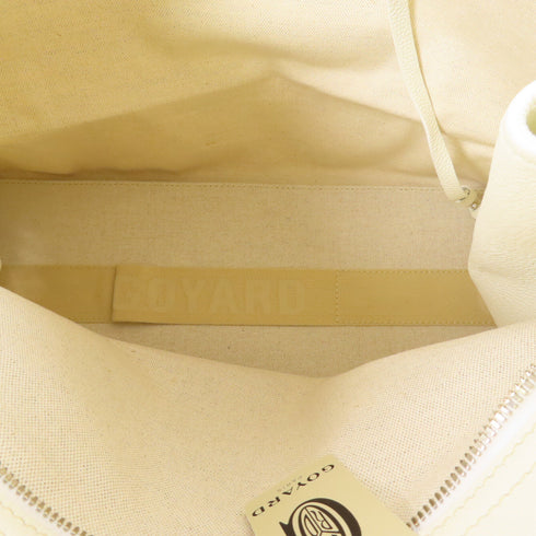 GOYARD SHW Hardy PM Shoulder Bag PVC Coated Canvas Calfskin Leather White