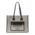BURBERRY GHW Freya Tote Bag Shoulder Handbag Canvas Leather Black White