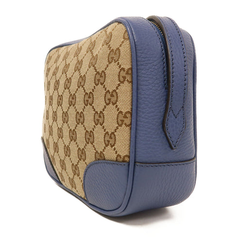 GUCCI GHW Shoulder Bag 449413 GG Canvas Brown Blue
