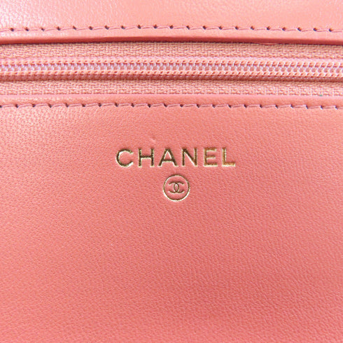 CHANEL Quilted CC GHW C19 WOC Wallet On Chain Shoulder Bag Lambskin Leather Pink