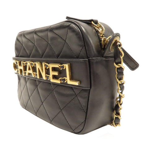 CHANEL Quilted CC GHW Enchained Camera Bag Chain Shoulder Bag Leather Black