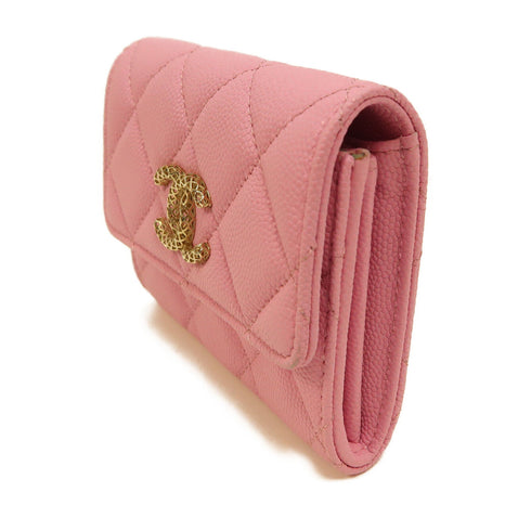 CHANEL Quilted CC GHW Card Case Caviar Leather AP3182 Pink