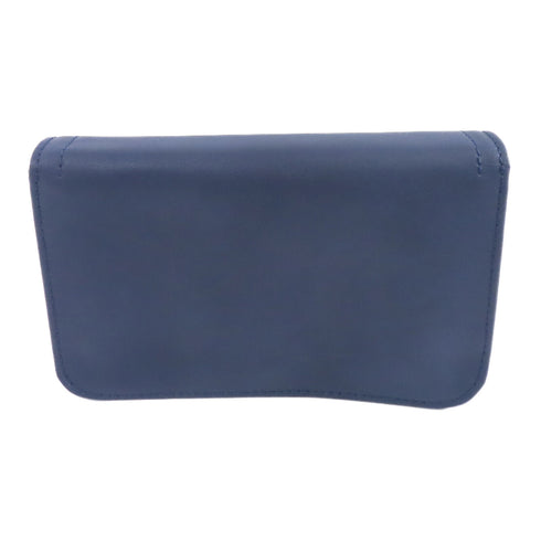 Longchamp SHW Chain Shoulder Bag Crossbody Calfskin Leather Navy