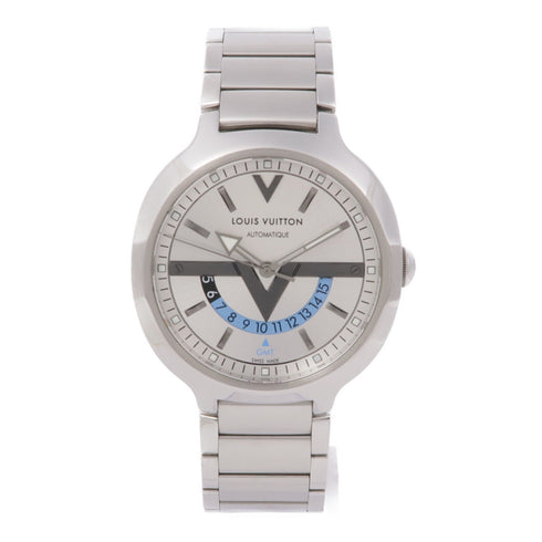 LOUIS VUITTON LV Voyager GMT Automatic Watch Q7D311 Stainless Steel Silver