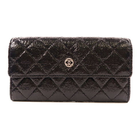 CHANEL CC SHW Long Wallet Calfskin Leather Black v1