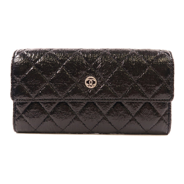 CHANEL CC SHW Long Wallet Calfskin Leather Black v1
