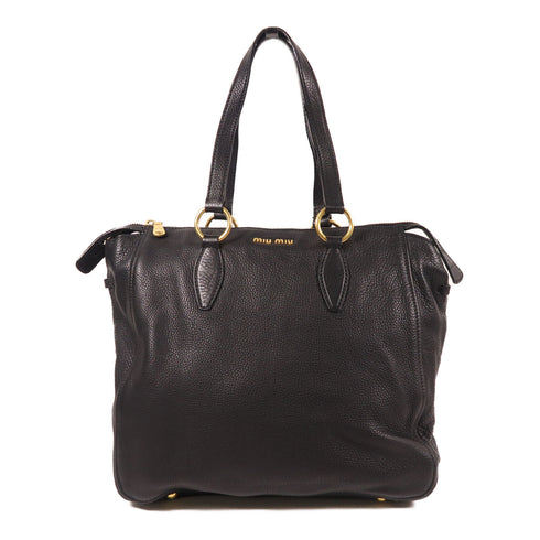 Miu Miu GHW Hand Bag/Tote Bag Calfskin Leather Black