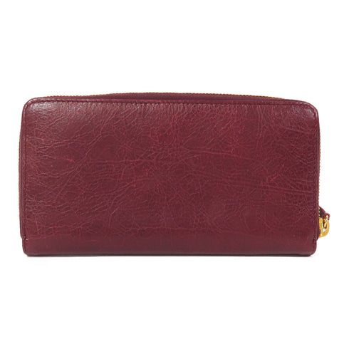 BALENCIAGA GHW Long Wallet 253036 Lambskin Leather Purple