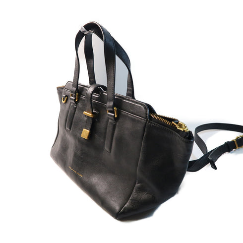 MARC BY MARC JACOBS GHW 2 Way Bag Shoulder Calfskin Leather Black