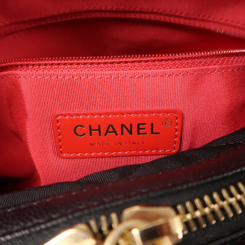 CHANEL CC GHW 2 Way Shoulder Bag Calfskin Leather Black