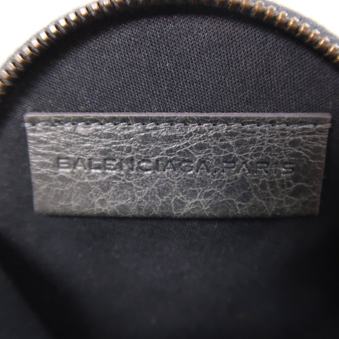 BALENCIAGA Coin Case Purse Leather Grey