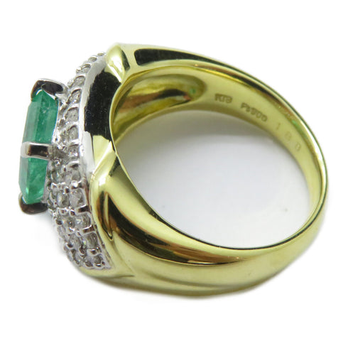 FINE JEWELRY 1.88ct Emerald 0.77ct Diamond Ring PT900 Platinum 18K Gold US#5.75