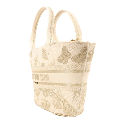 Christian Dior Hat Basket Gradient Butterflies 2 Way Bag Canvas White/Gold