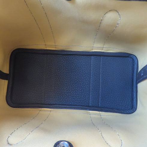 HERMES PHW Garden Party TPM Tote Bag Handbag Canvas Paille Ebene Yellow Brown