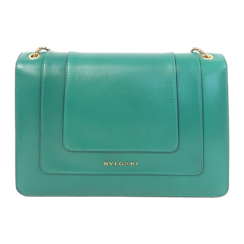 BVLGARI GHW Serpenti Forever Chain Shoulder Bag Calfskin Leather Green