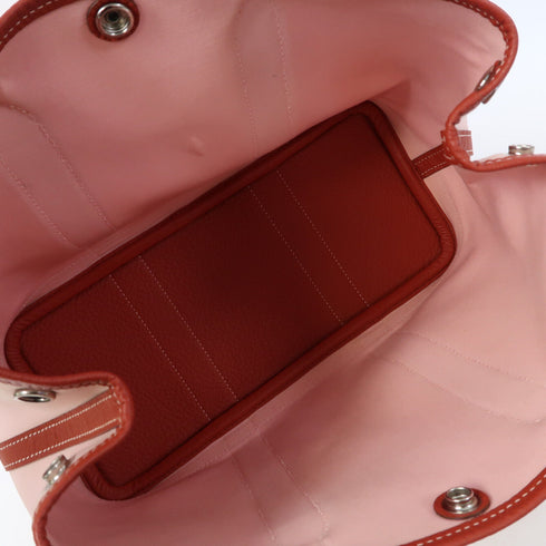 HERMES PHW Garden Party TPM Handbag/Tote Bag Canvas Pink/Red