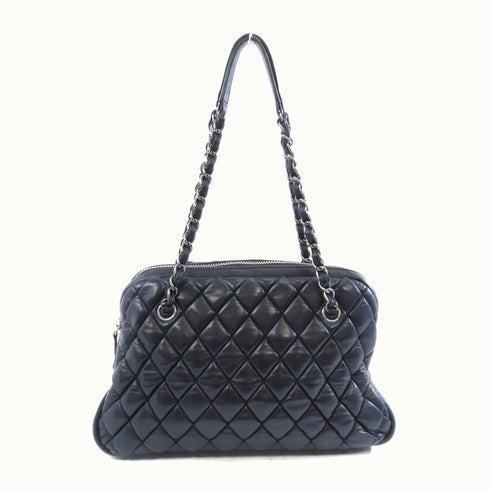 CHANEL Quilted CC SHW Chain Shoulder Bag Lambskin Leather Black v1