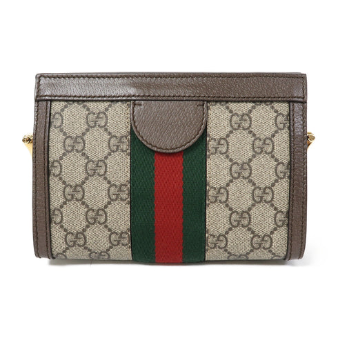 GUCCI GG GHW Ophidia GG Chain Shoulder Bag 602676 Coated Canvas Brown