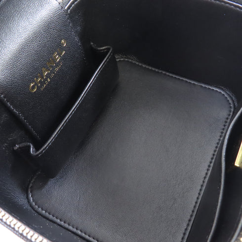 CHANEL Quilted GHW CC Vanity Case Shoulder Bag Caviar Leather AS317Y33352 Black
