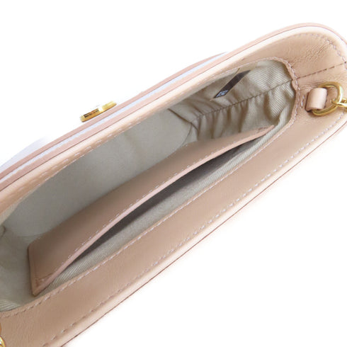 Chloe GHW Aby Lock 2 Way Chain Shoulder Bag Calfskin Leather Beige