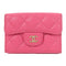 CHANEL Quilted CC GHW Tri-fold Wallet Caviar Leather Pink