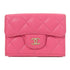 CHANEL Quilted CC GHW Tri-fold Wallet Caviar Leather Pink