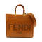FENDI GHW Sunshine Tote 2Way Shoulder Bag Calfskin Leather 8BH386 Brown