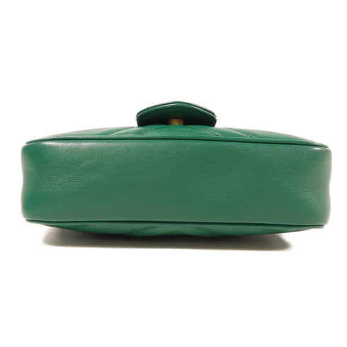 GUCCI GHW GG Marmont Chain Shoulder Bag Leather Green 476433