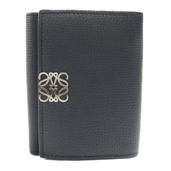 LOEWE SHW Anagram Trifold Wallet C821TR2X16 Calfskin Leather Black